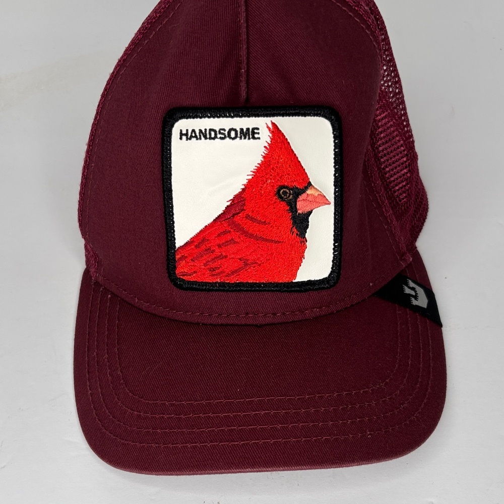 Goorin Bros Maroon Trucker Hat with Cardinal Patch